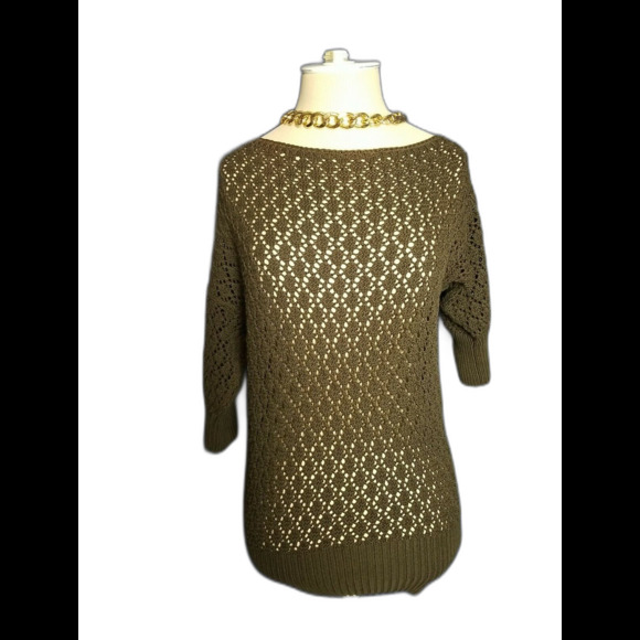 Club Monaco Womens Sweater Size XS Dark Brown Boat Neck 3/4 Sleeve Top 100% Cott - Picture 1 of 5